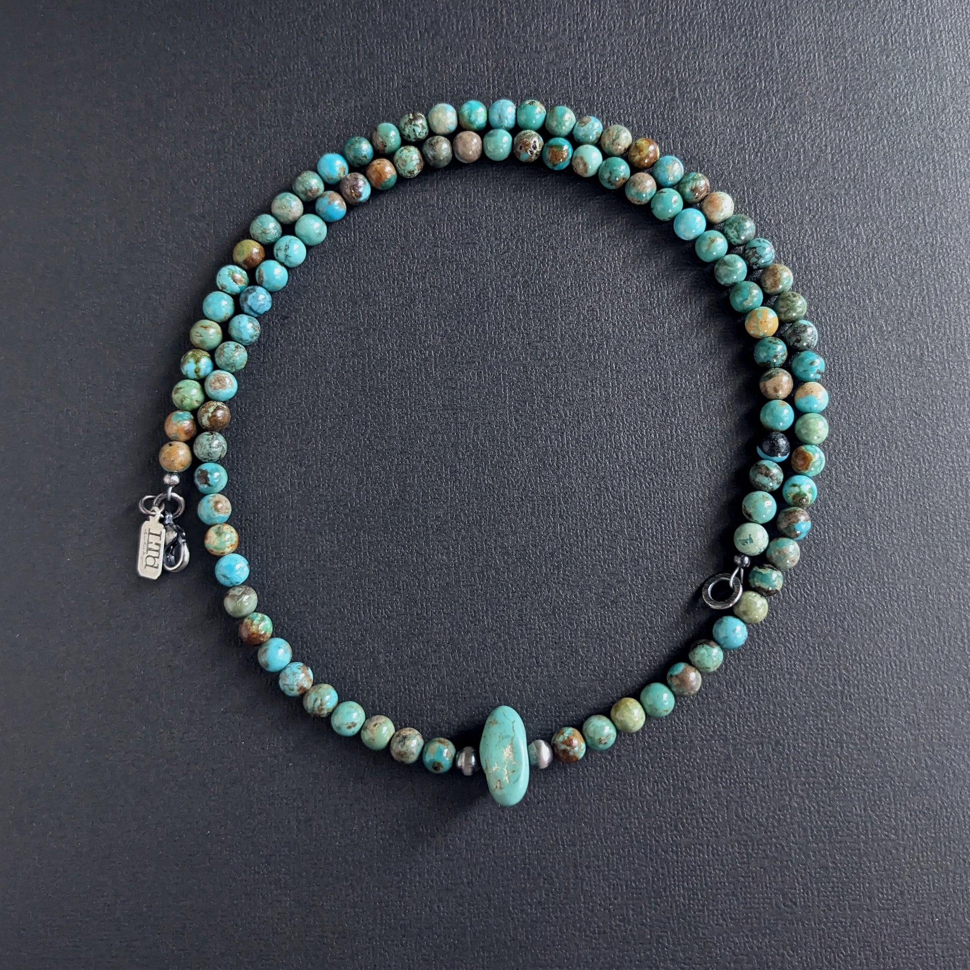 6mm turquoise and silver bead necklace