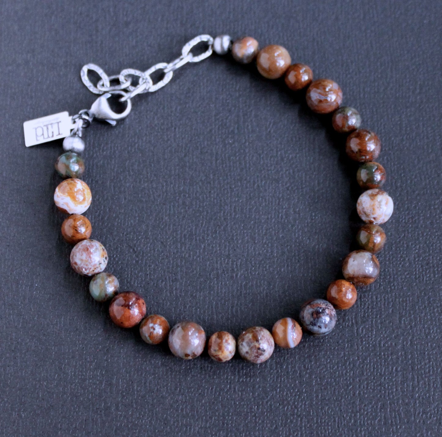 Men's African green Opal bead bracelet