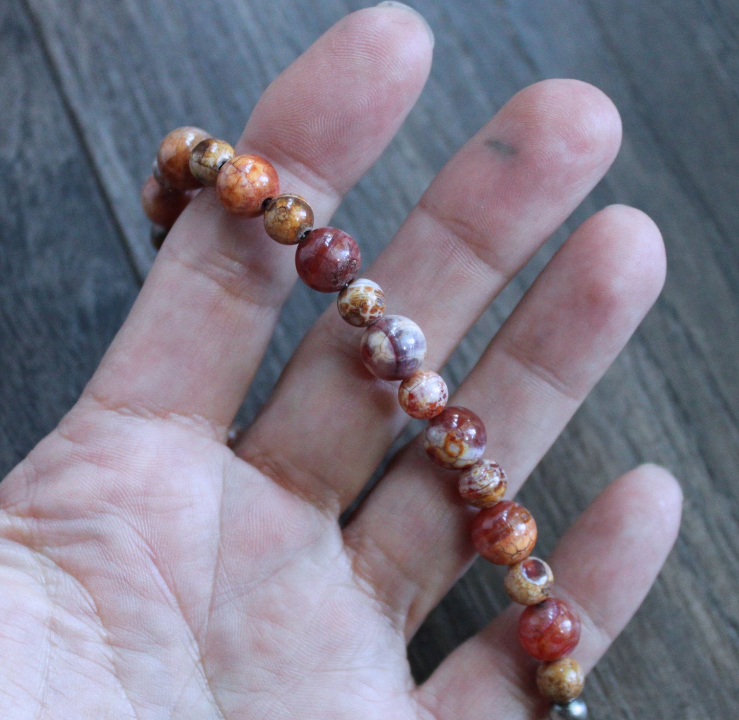 men's red 8mm 6mm bead bracelet