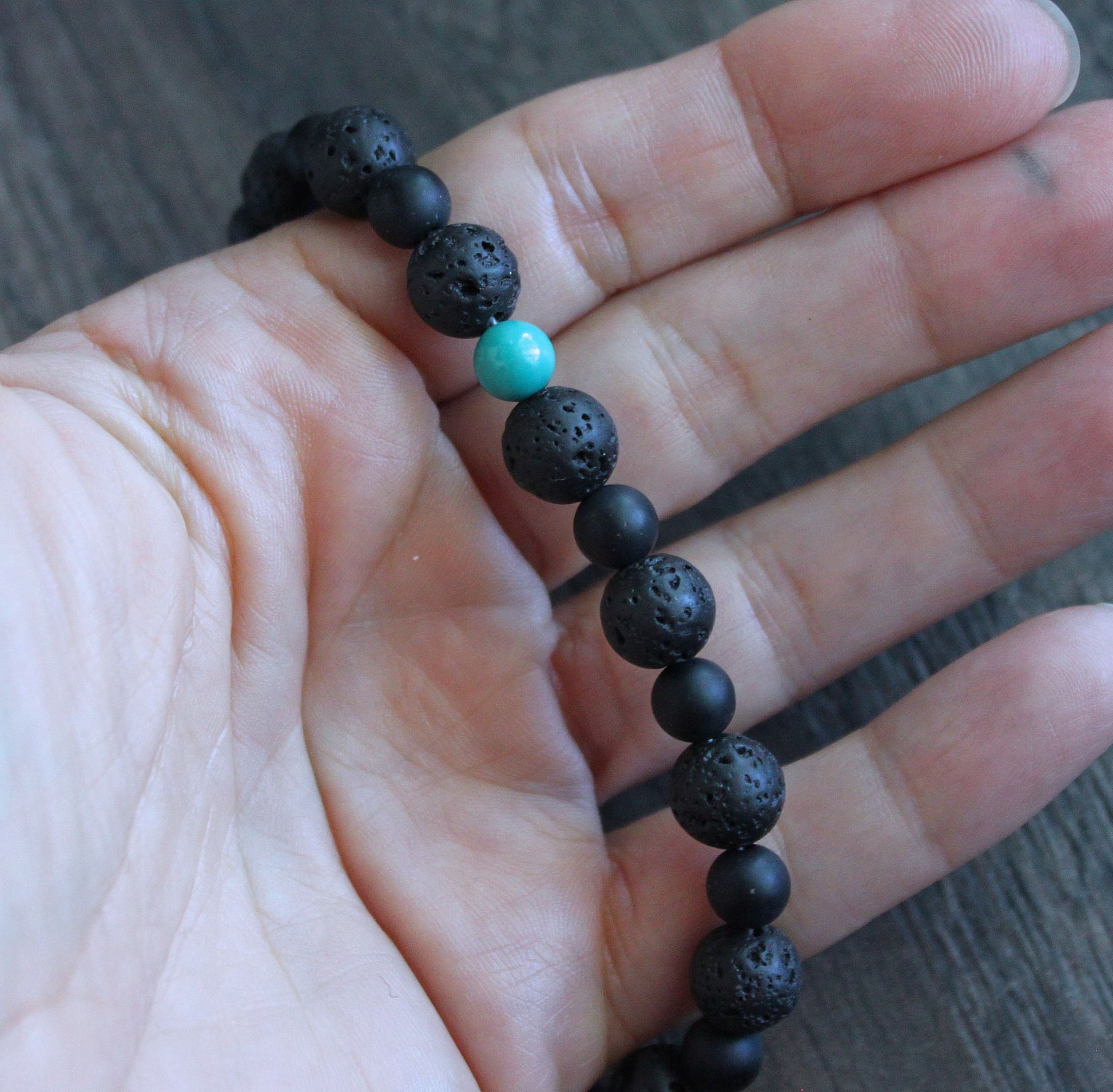 men's turquoise lava bead bracelet