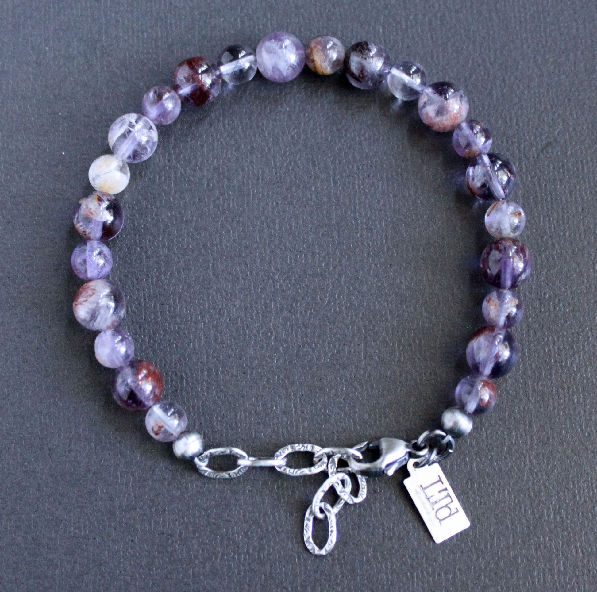 men's adjustable purple bead bracelet