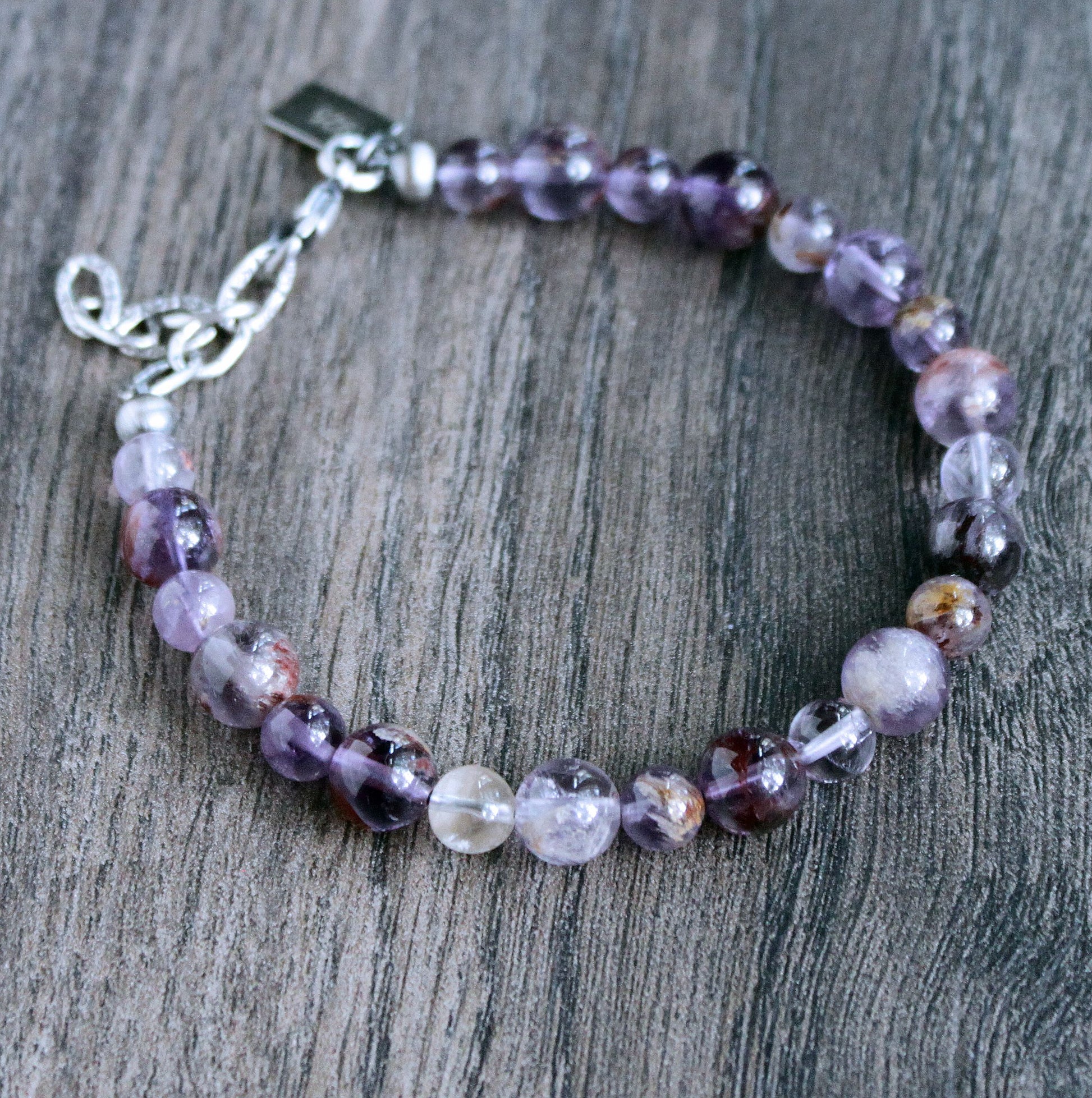 men's purple gemstone bead bracelet