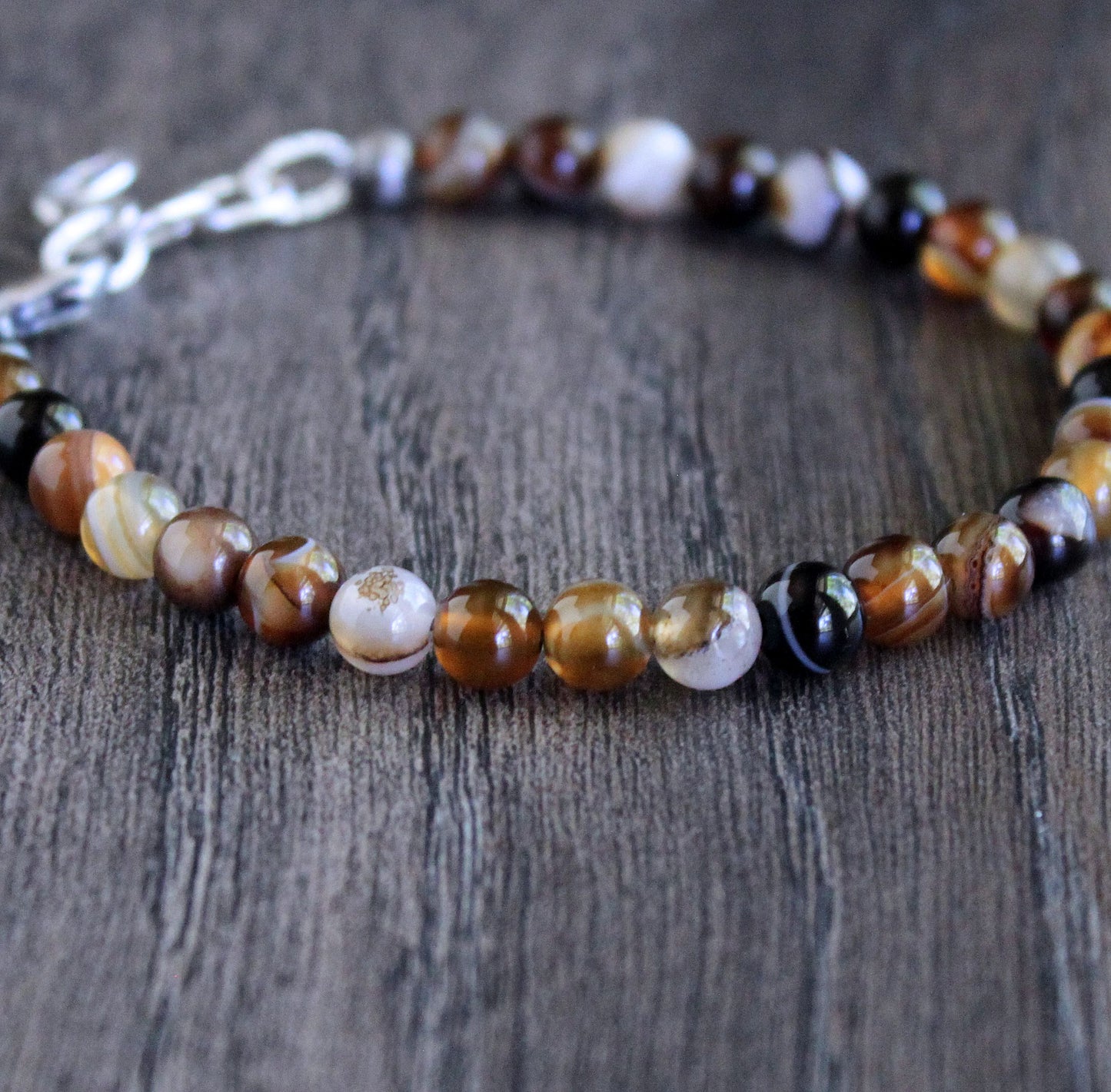 men's adjustable Tibetan Agate Bead bracelet