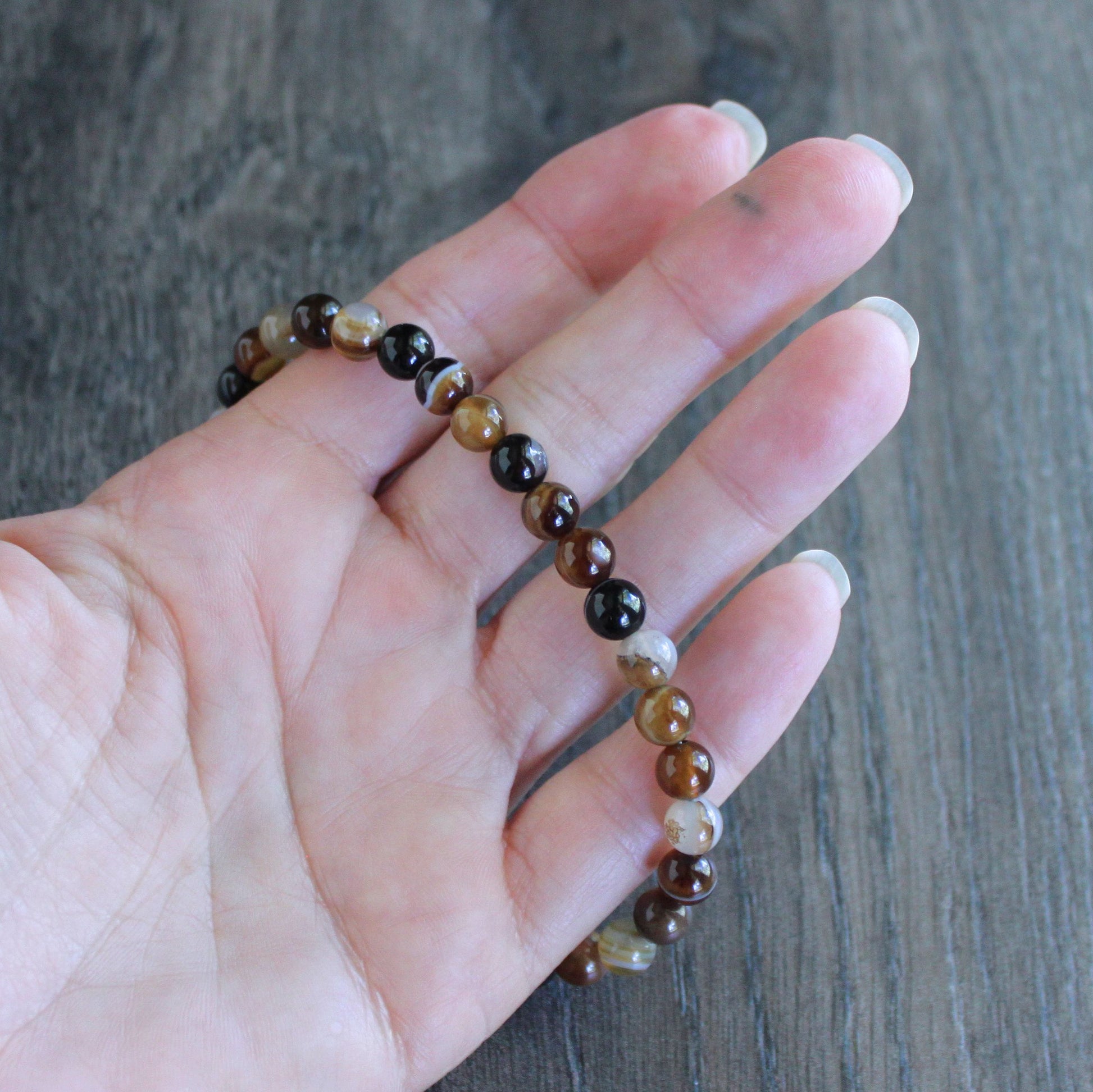 men's 6mm brown agate bead bracelet