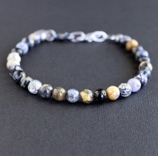 men's Dendritic  Opal bead bracelet