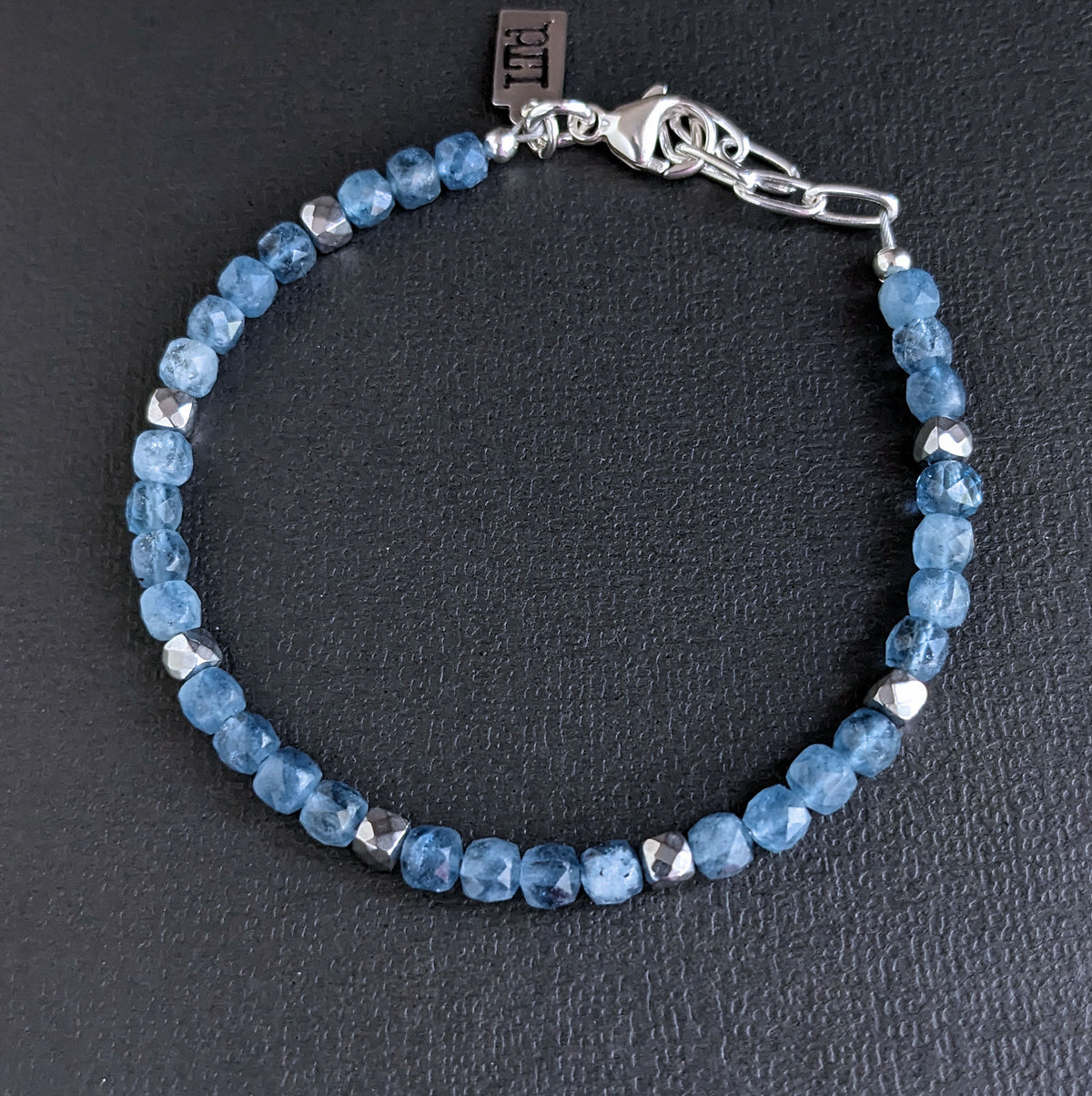 men's aquamarine beaded bracelet