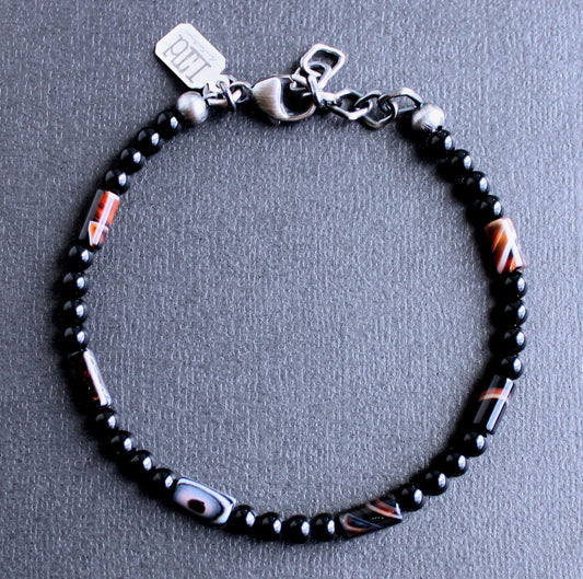 Phantom and Black Agate 4mm Bead Bracelet