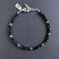 men's 4mm black silver cube bead bracelet