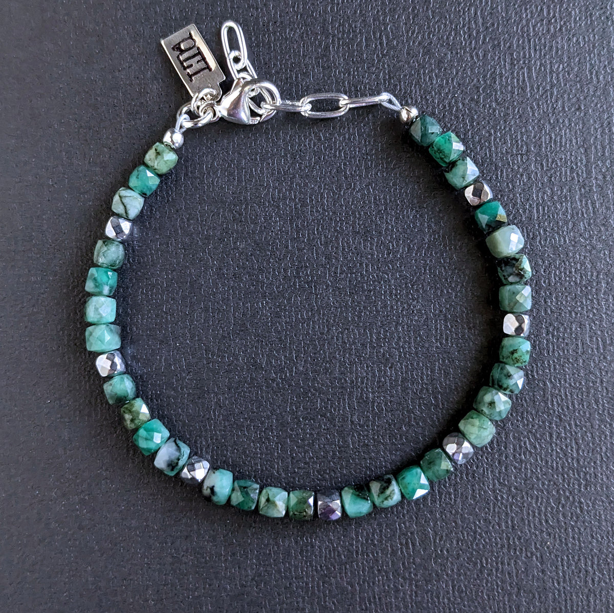 men's natural emerald bead bracelet