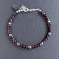 men's adjustable square garnet bead bracelet