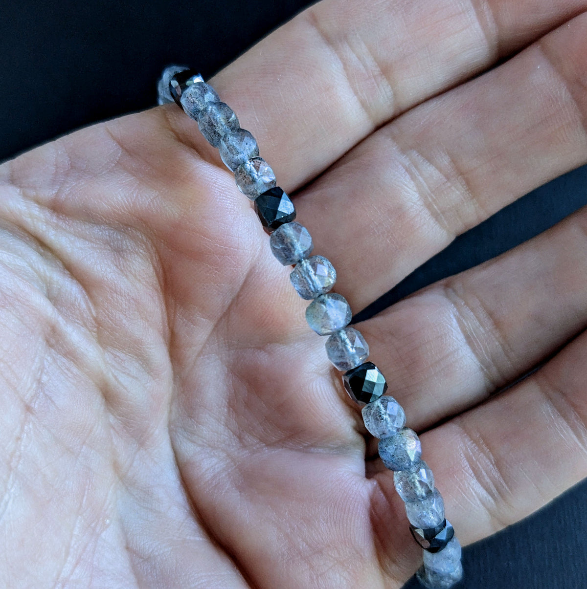 4mm micro faceted labradorite bead bracelet