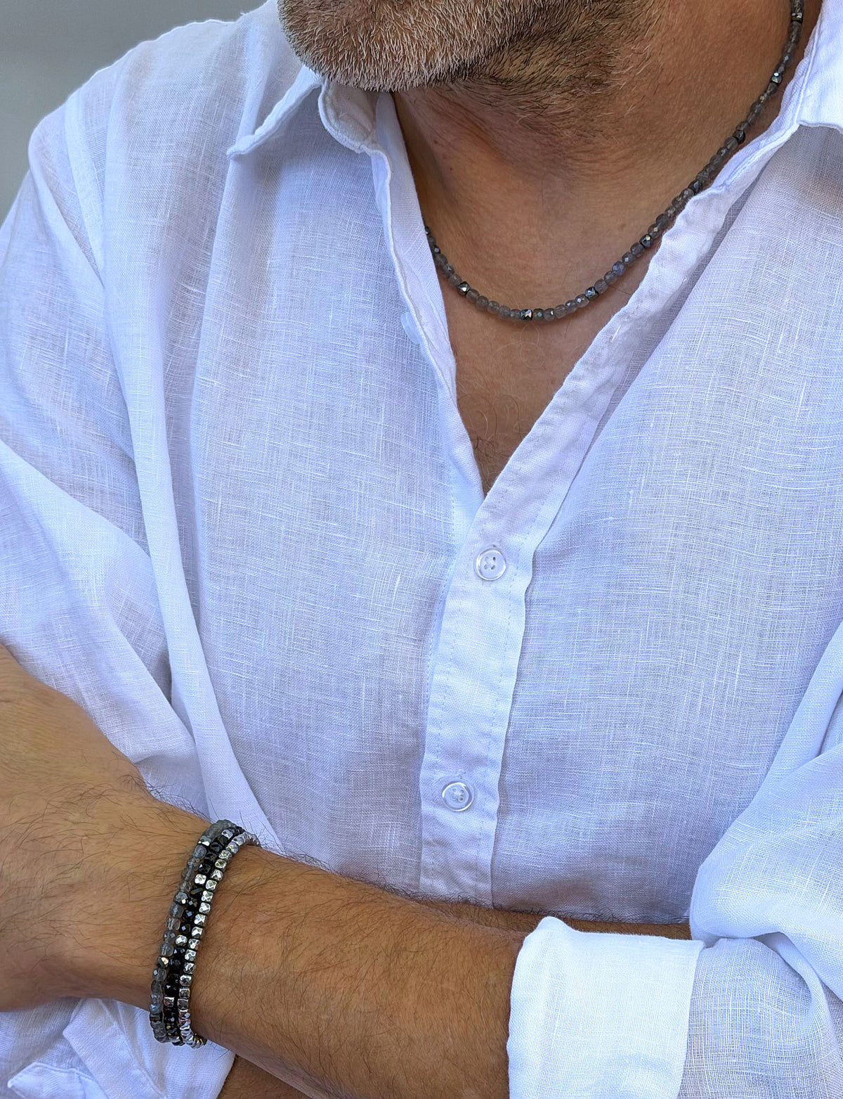men's labradorite bracelet and necklace