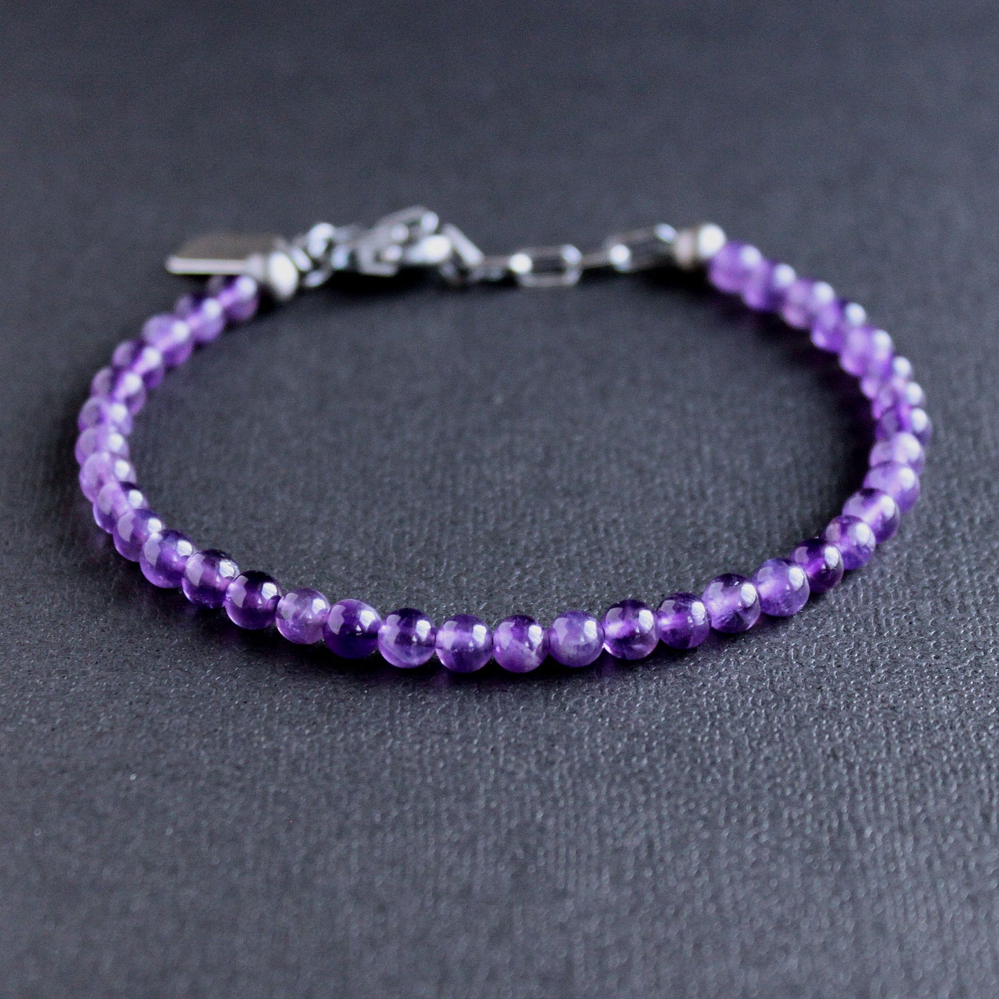 men's 4mm amethyst bead bracelet