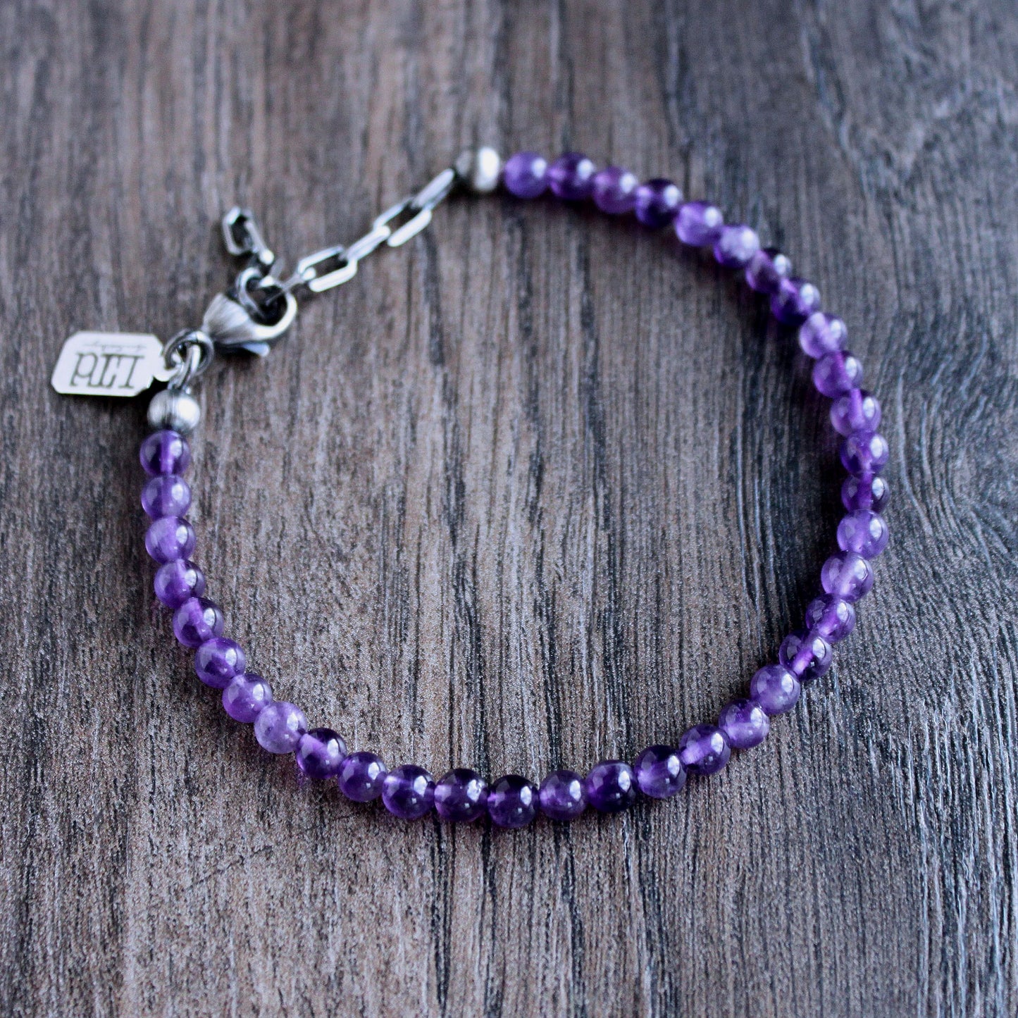 men's purple gemstone bead bracelet, 4mm