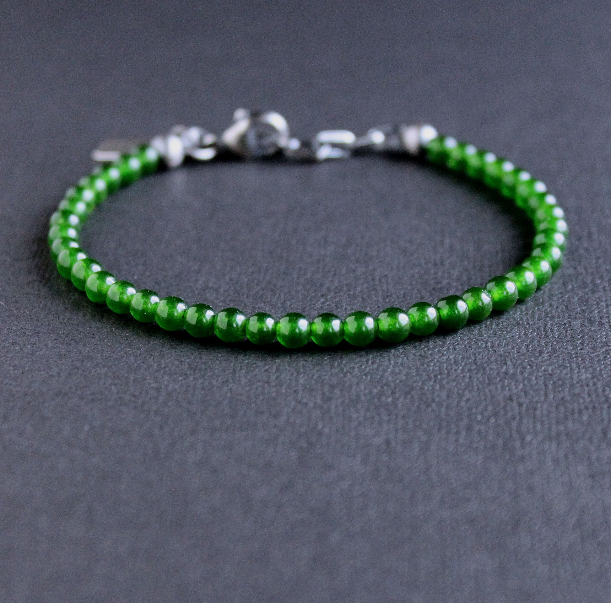 men's jade gemstone bead bracelet, 4mm