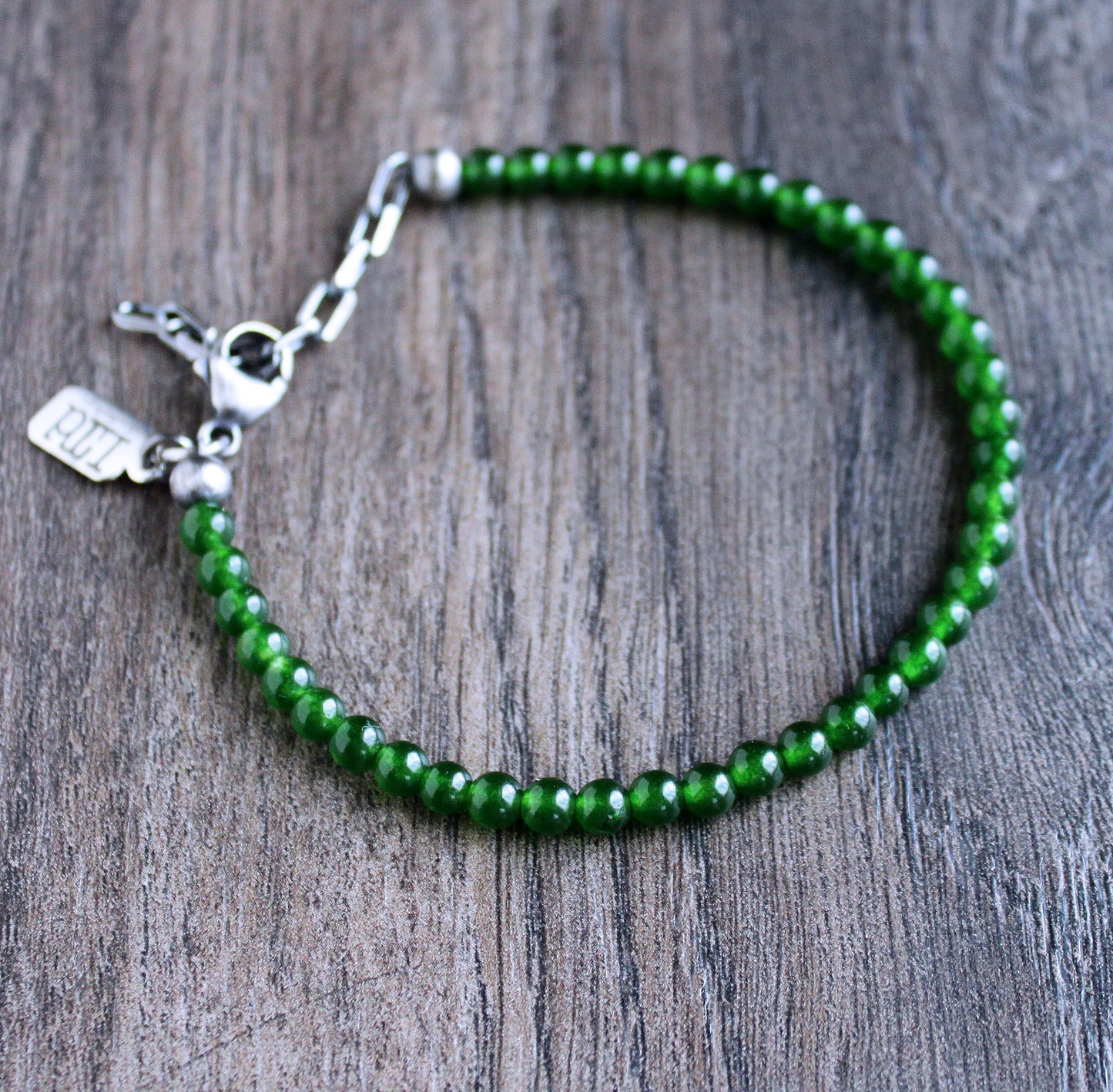 men's green jade gemstone bracelet