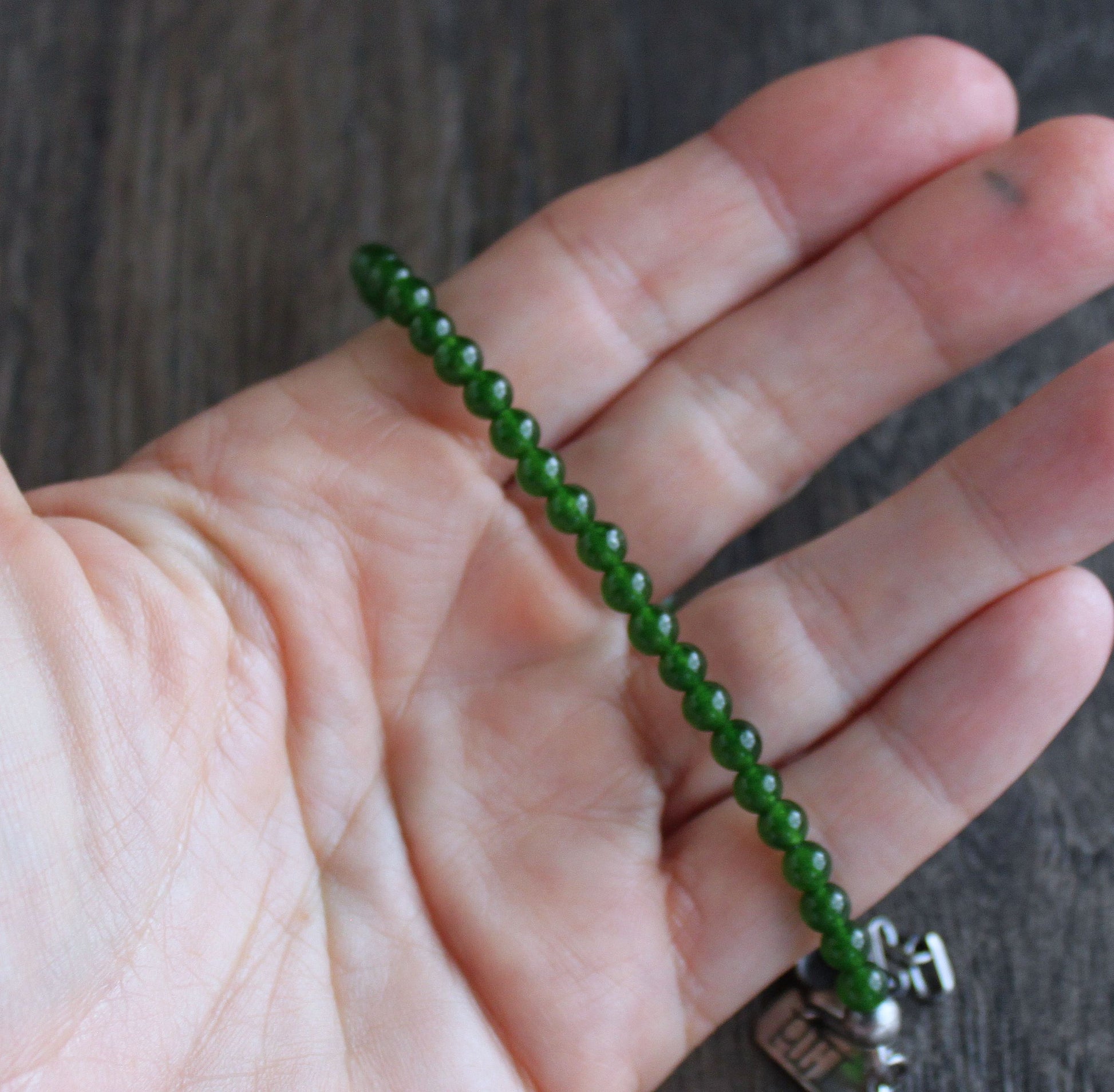 men's 4mm green gemstone bead bracelet