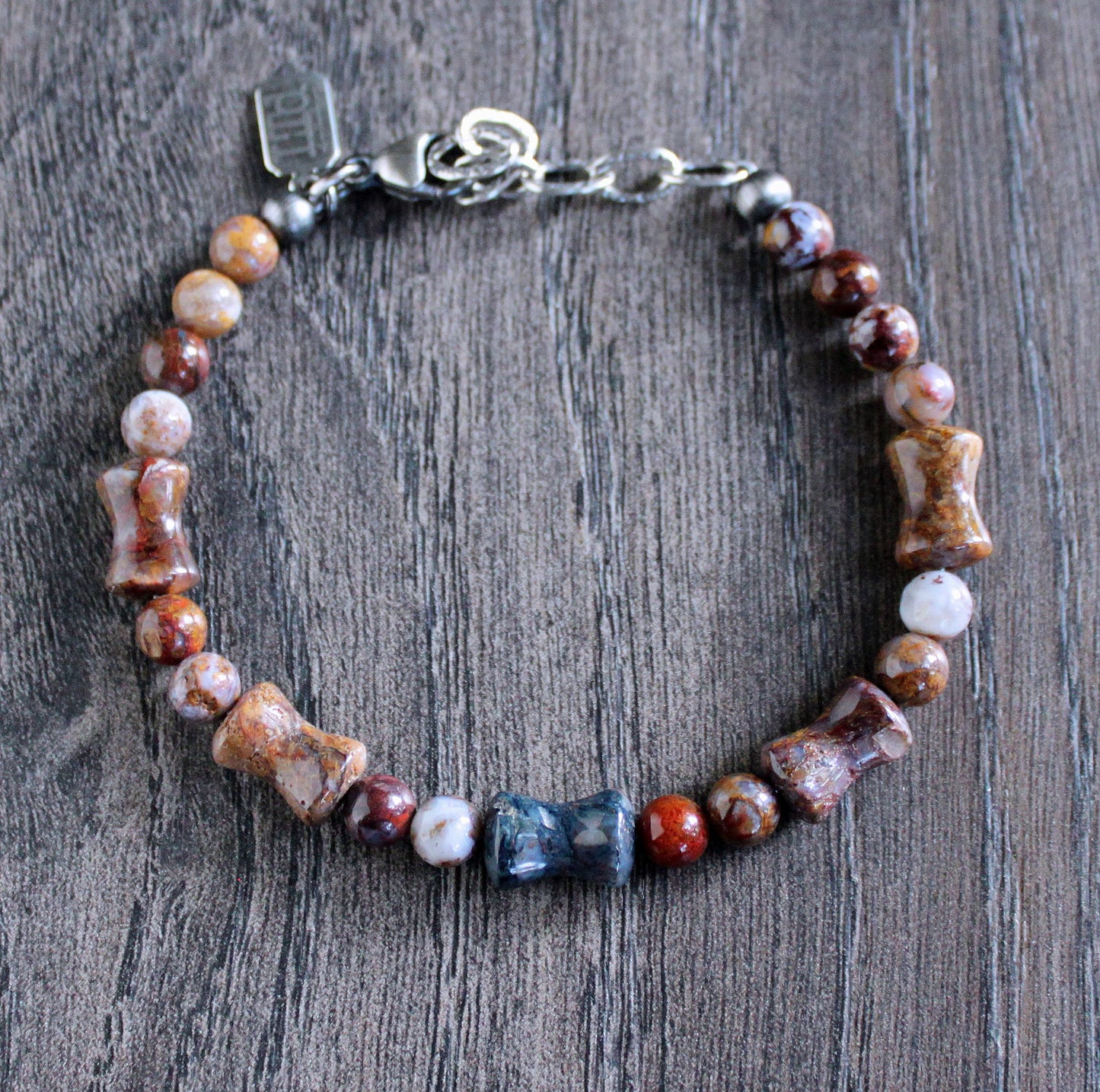 Pietersite "Bone" Bead Bracelet