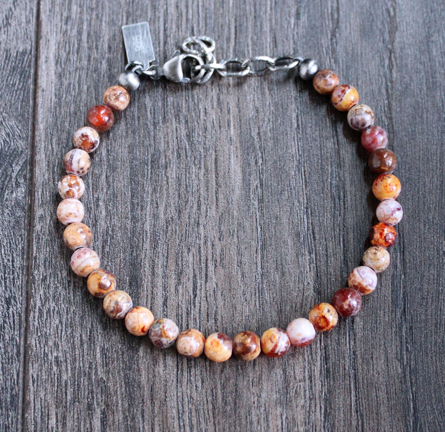 men's red agate bead bracelet