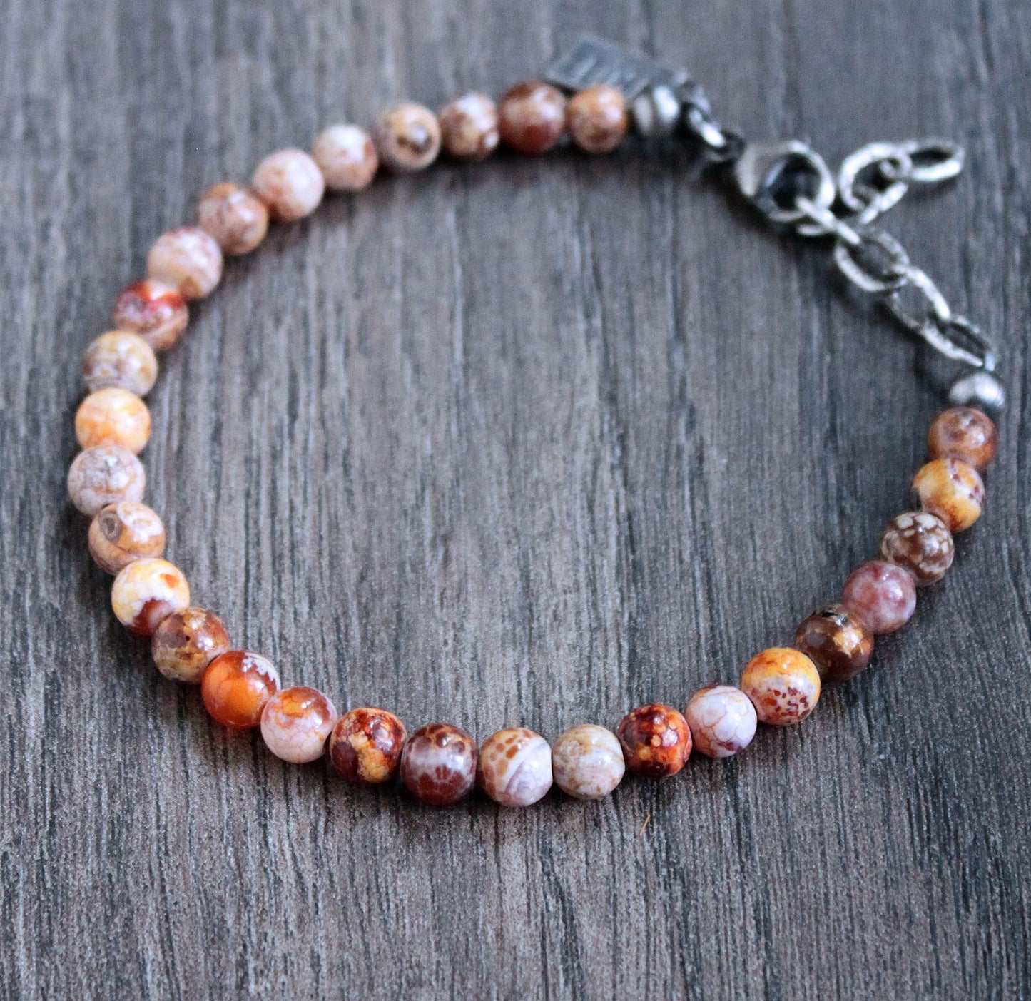 Unique Red Agate Bead Bracelet