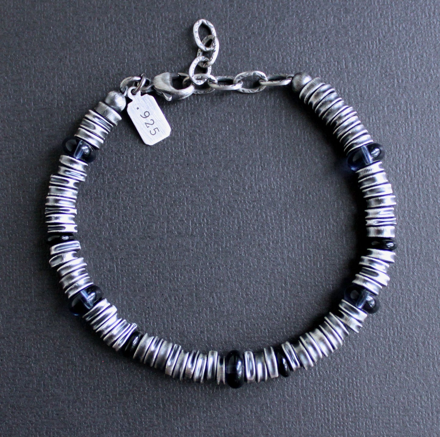 Men's sterling silver bead bracelet