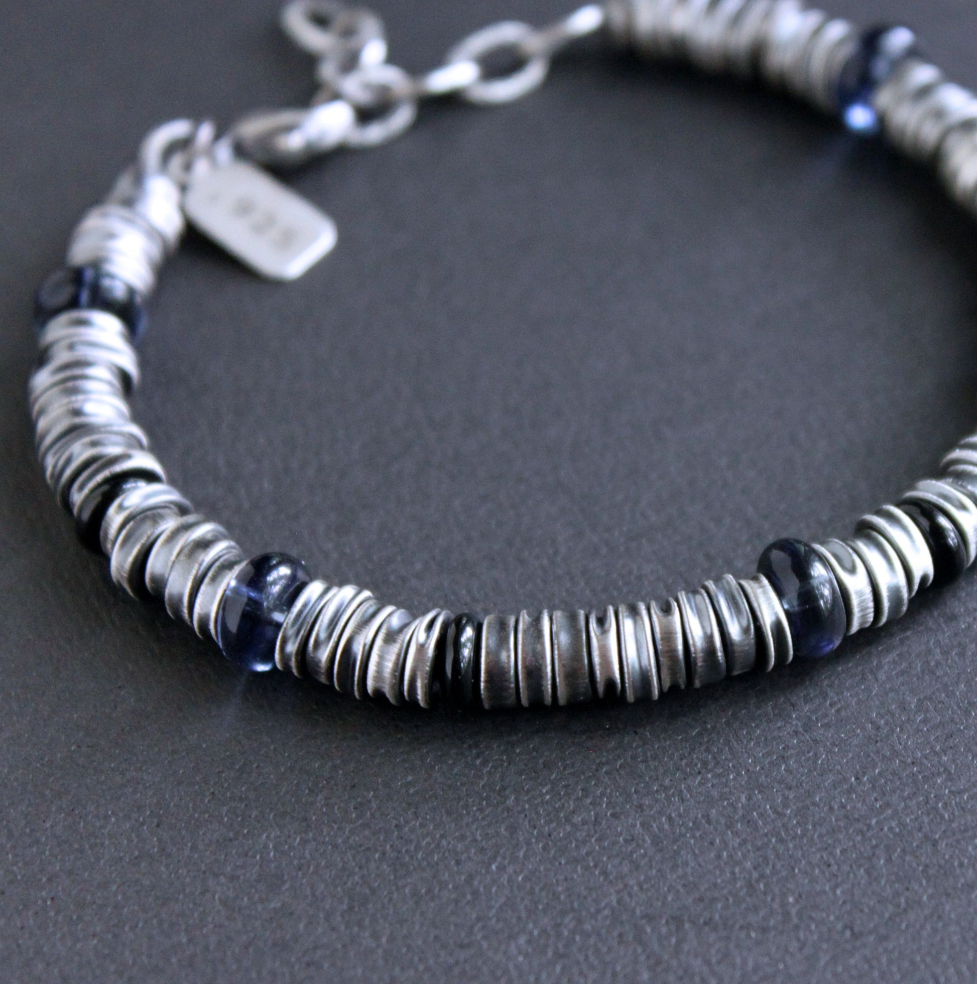 sterling silver blue bead bracelet