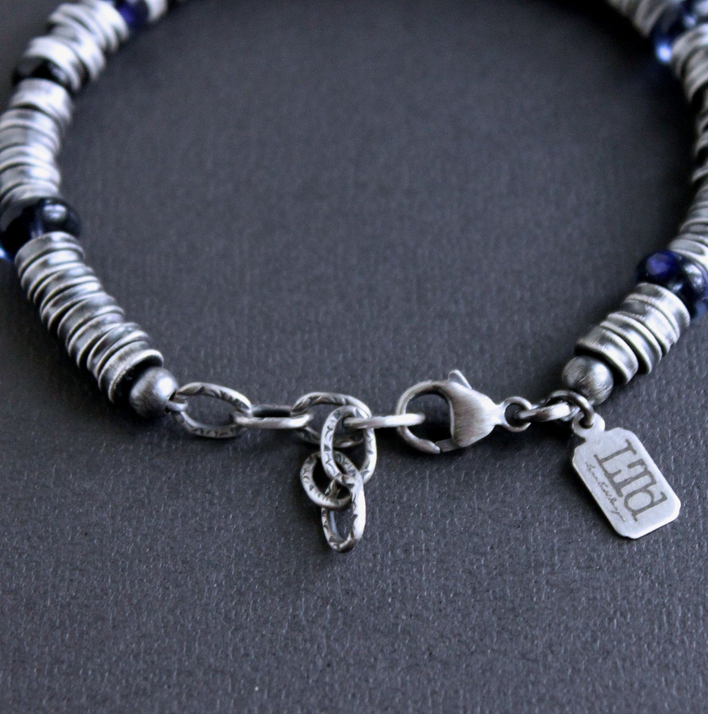 men's adjustable silver bead bracelet