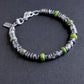 men's silver green jasper bead bracelet