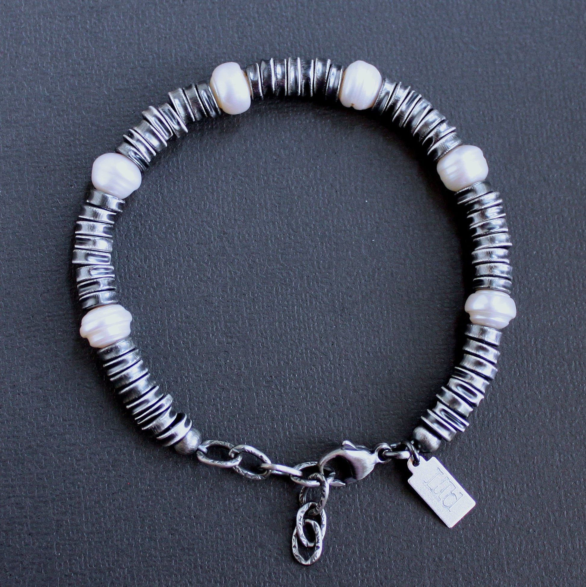 men's adjustable pearl bracelet
