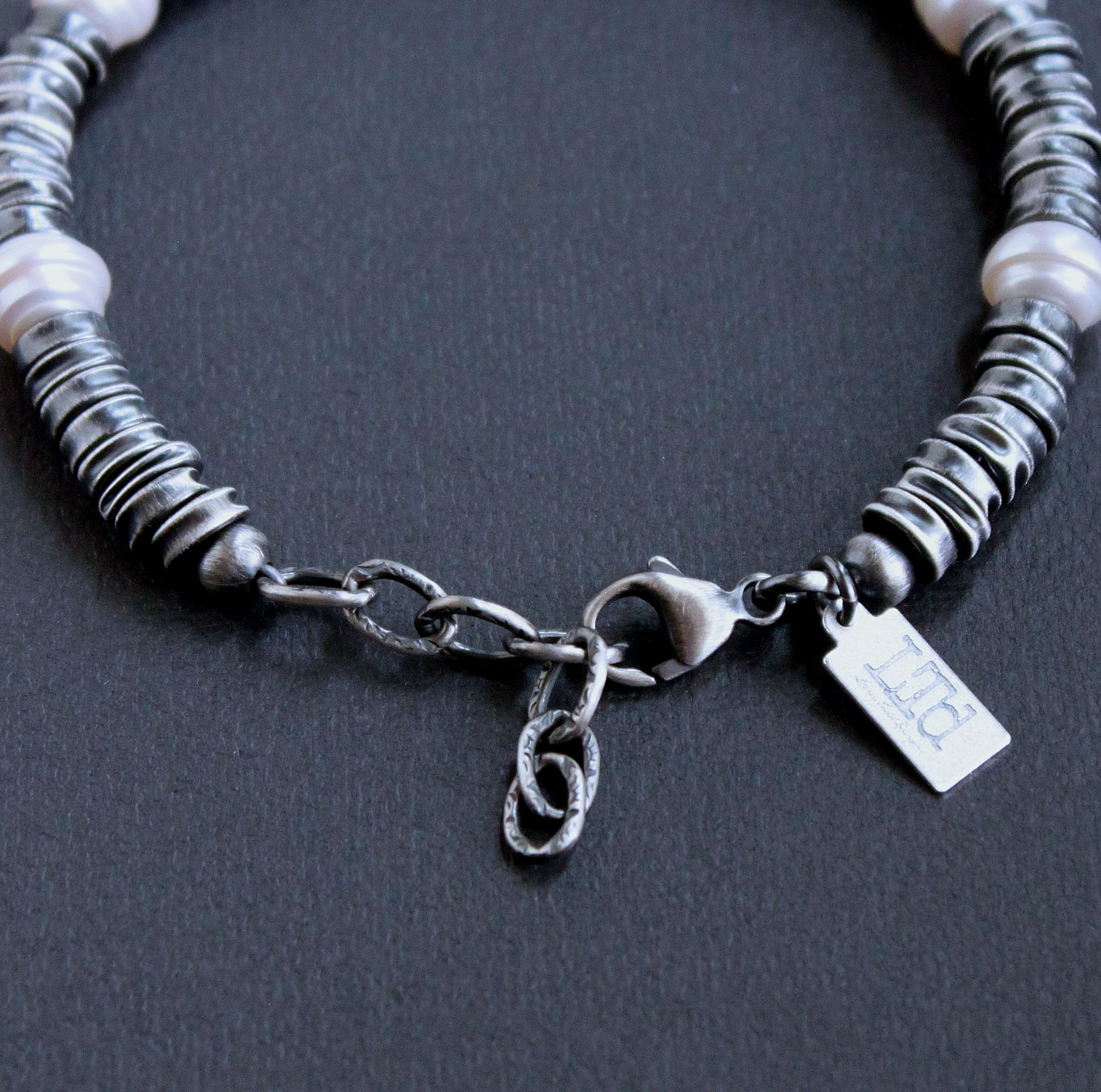 men's adjustable silver bead bracelet