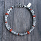men's silver bead red jasper bracelet