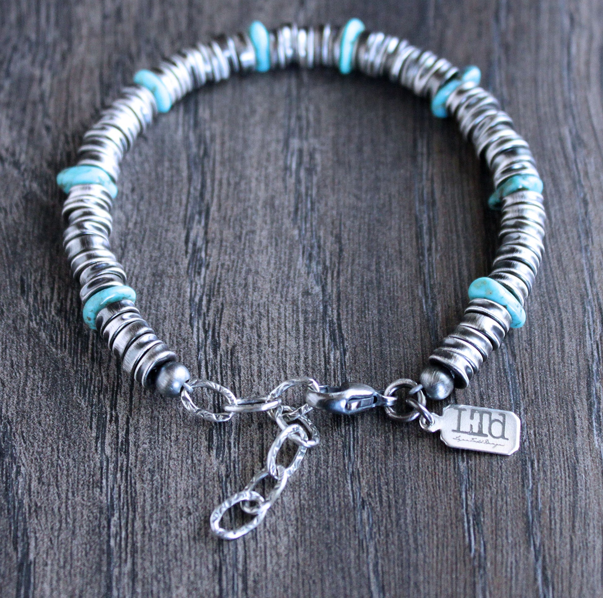 men's adjustable sterling silver bead bracelet