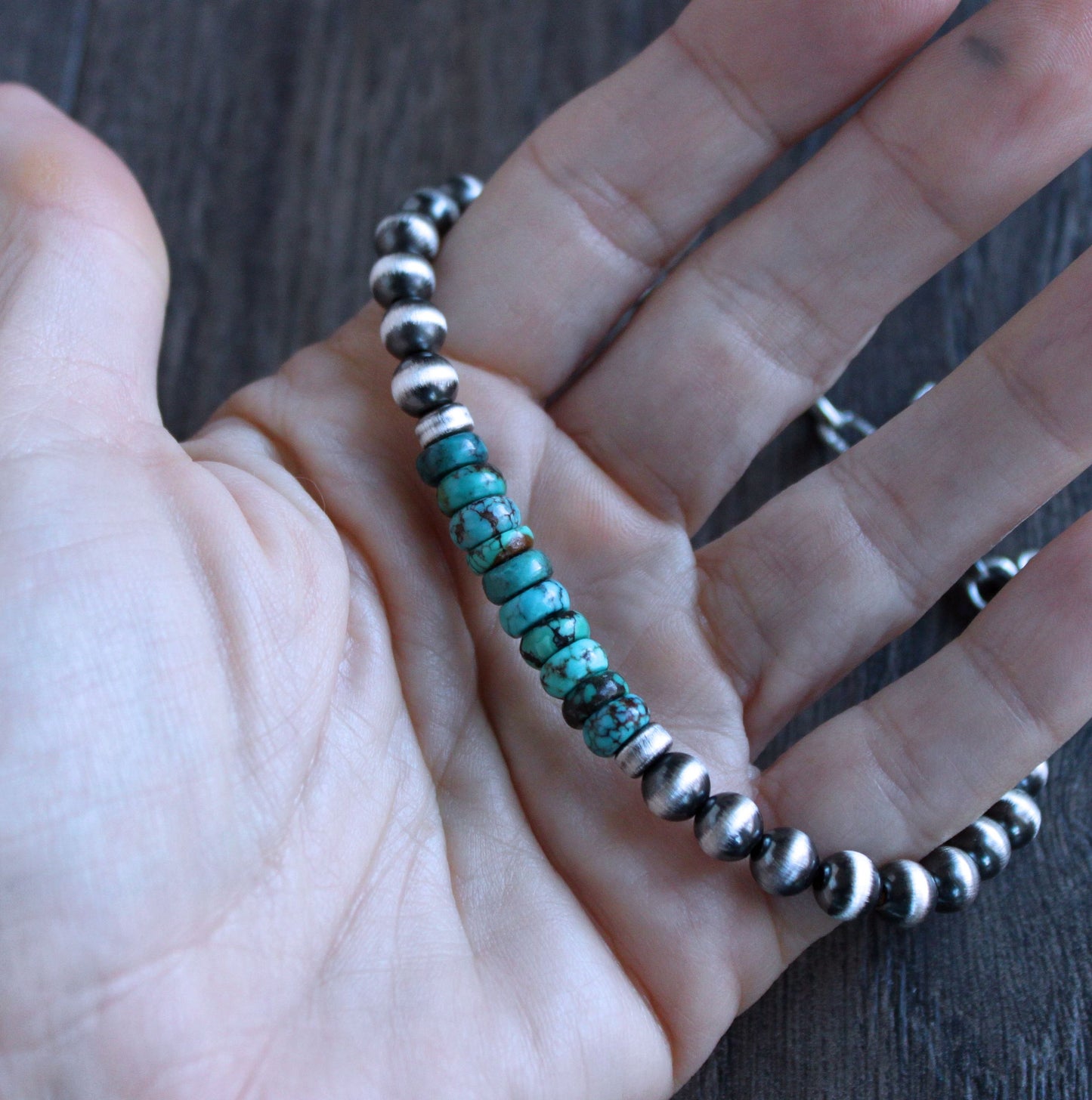 men's rondelle turquoise bead bracelet