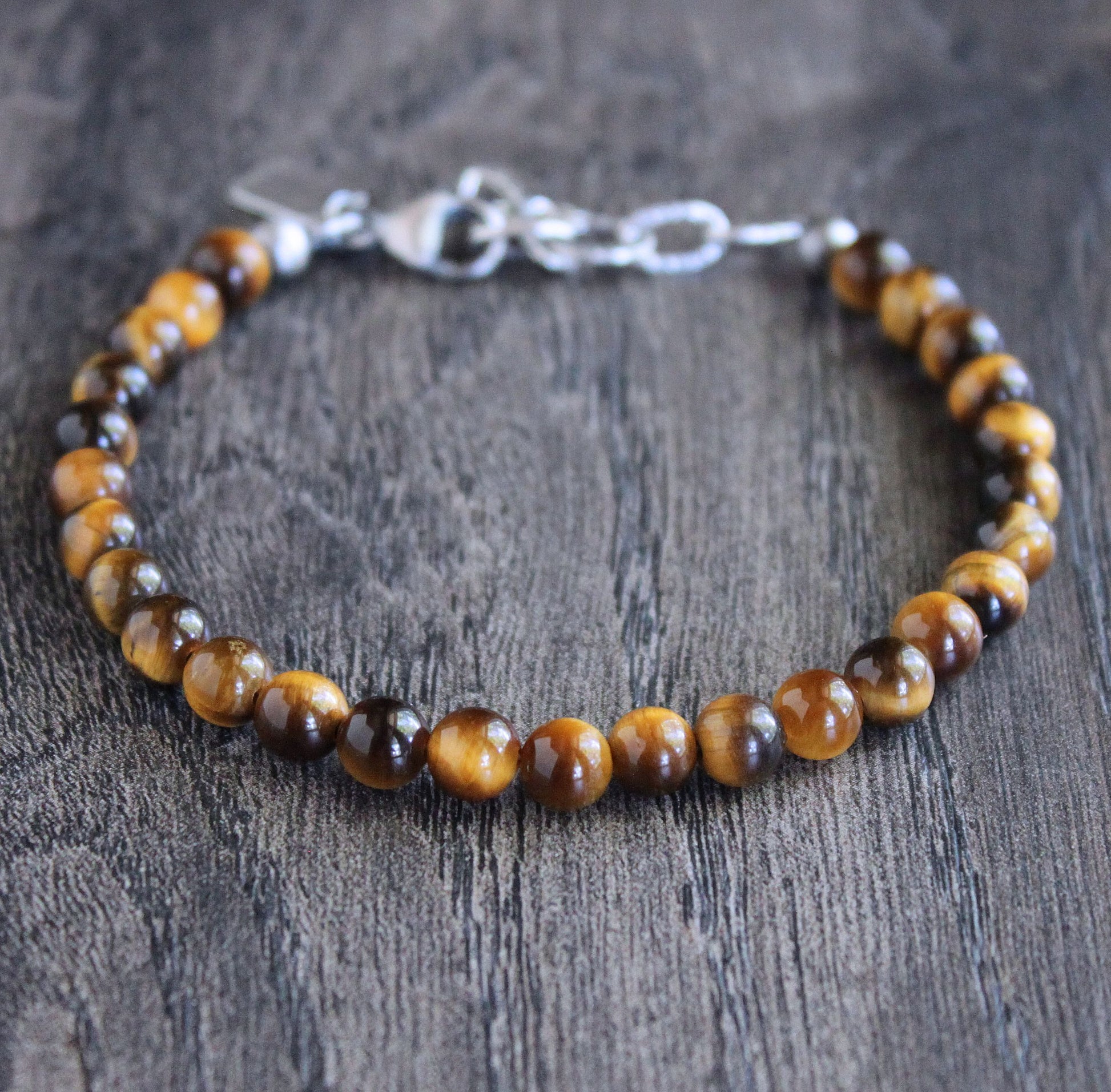 men's 6mm tiger's eye bead bracelet