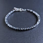 men's silver hematite faceted cube bead bracelet