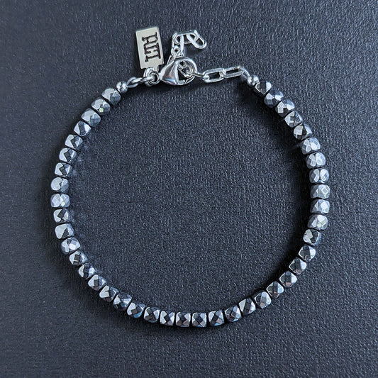Titanium finish cube bead bracelet
