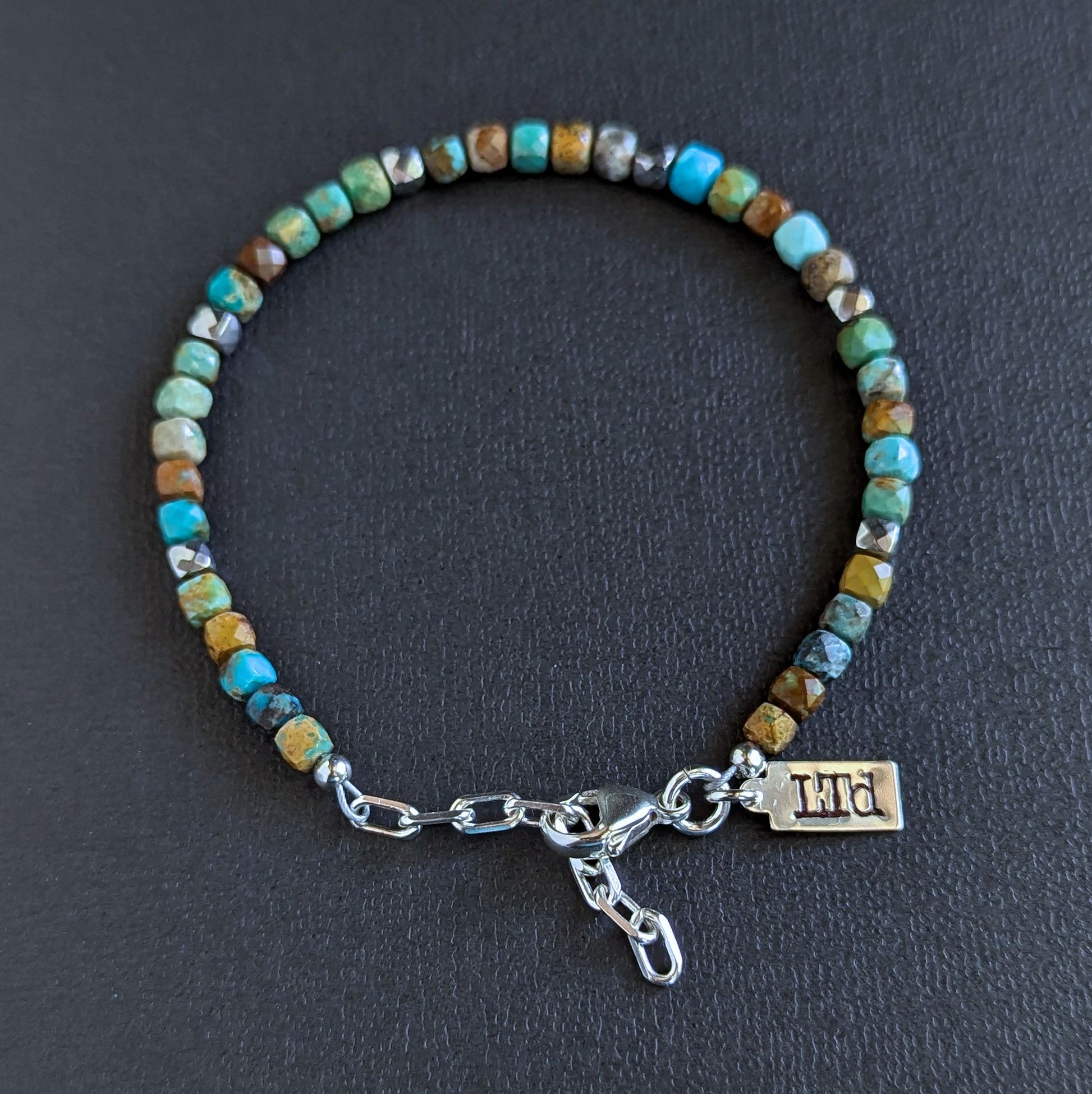 men's adjustable turquoise bead bracelet