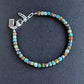 men's 4mm cube turquoise bead adjustable bracelet