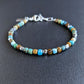 4mm turquoise bead bracelet, sterling silver clasp