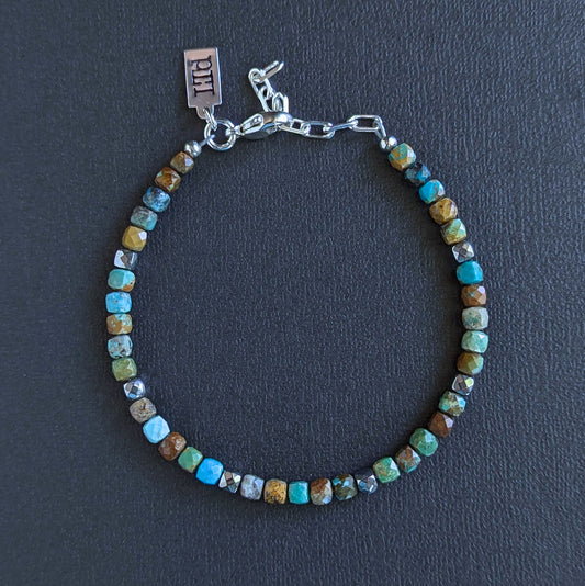 4mm micro faceted cube bead bracelet, adjustable