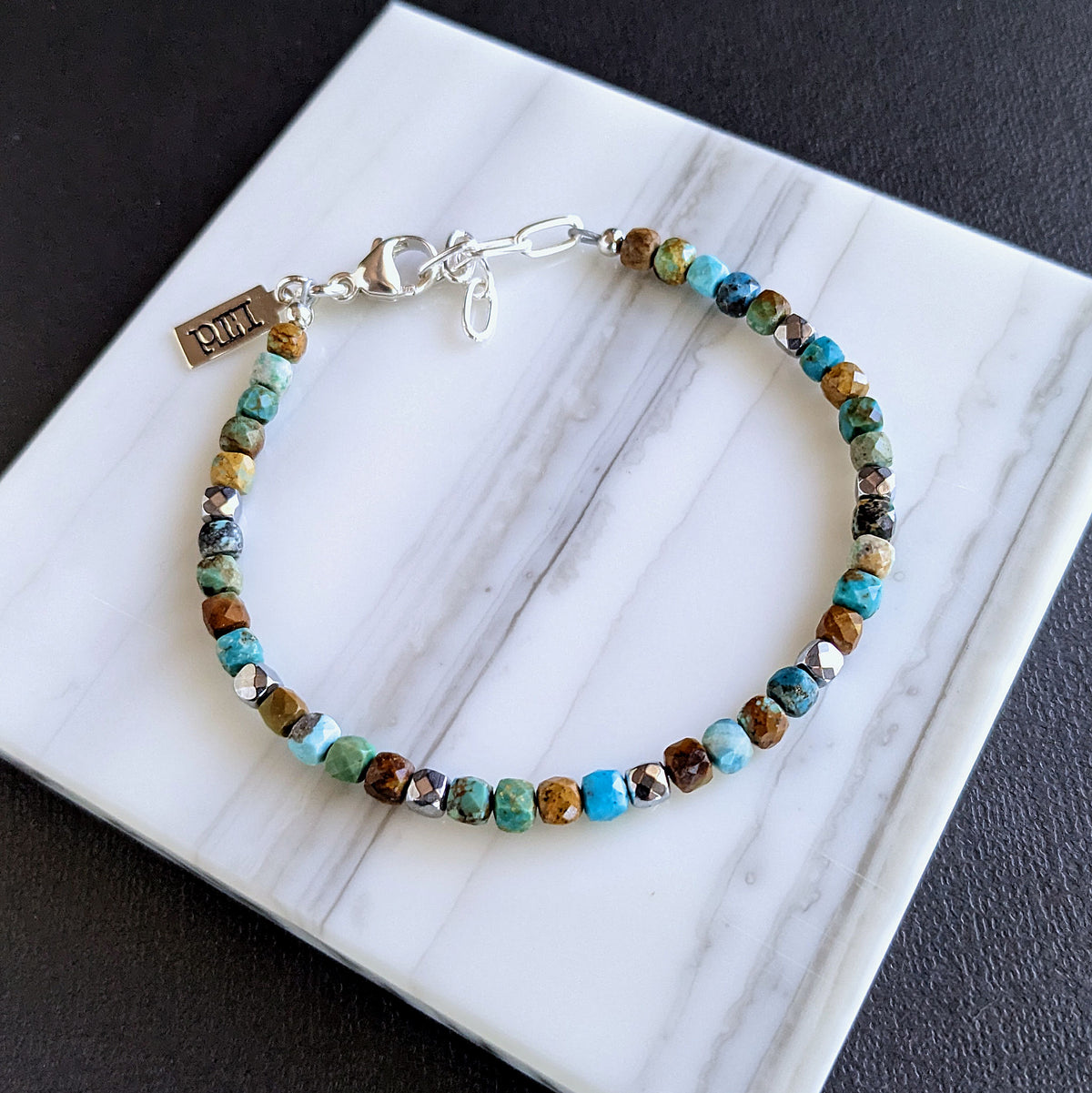 4mm micro faceted cube bead bracelet, adjustable