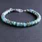 men's genuine turquoise silver bead bracelet