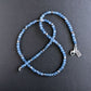 blue aquamarine faceted cube bead necklace