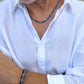 men's aquamarine blue bead necklace