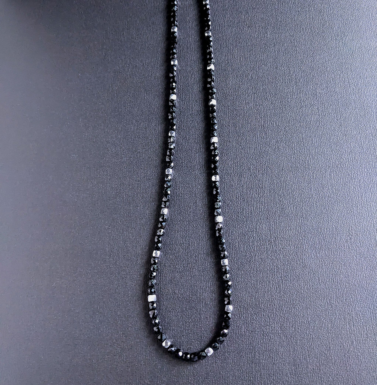 Black Spinel Faceted Cube Bead Necklace, 4mm