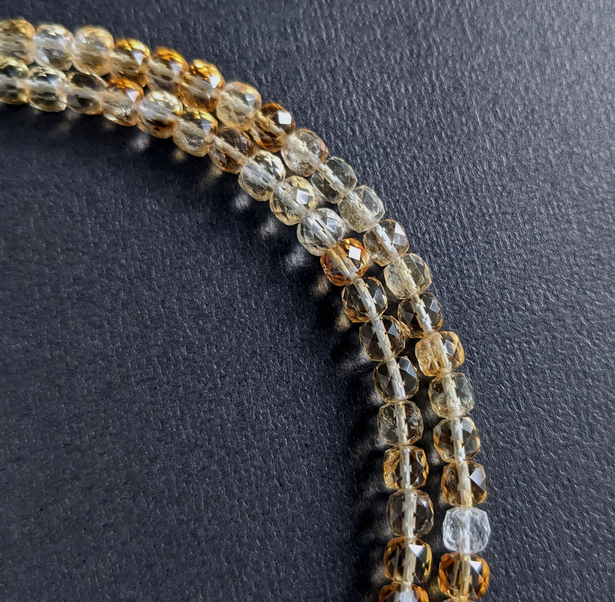 4mm micro faceted citrine bead necklace