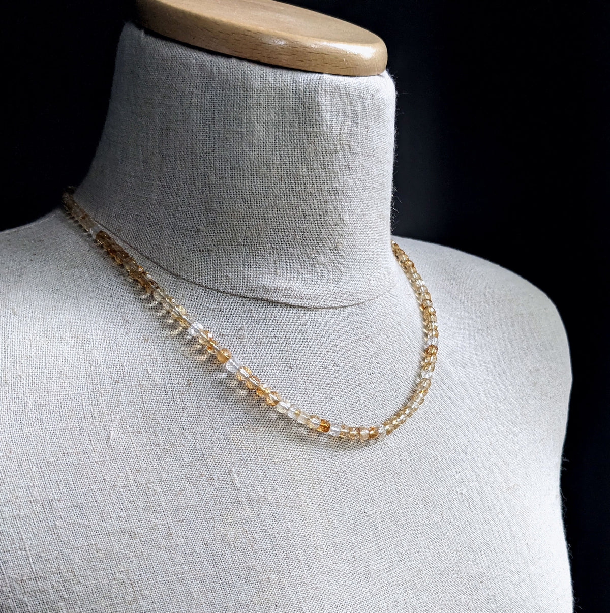 men's citrine cube bead necklace