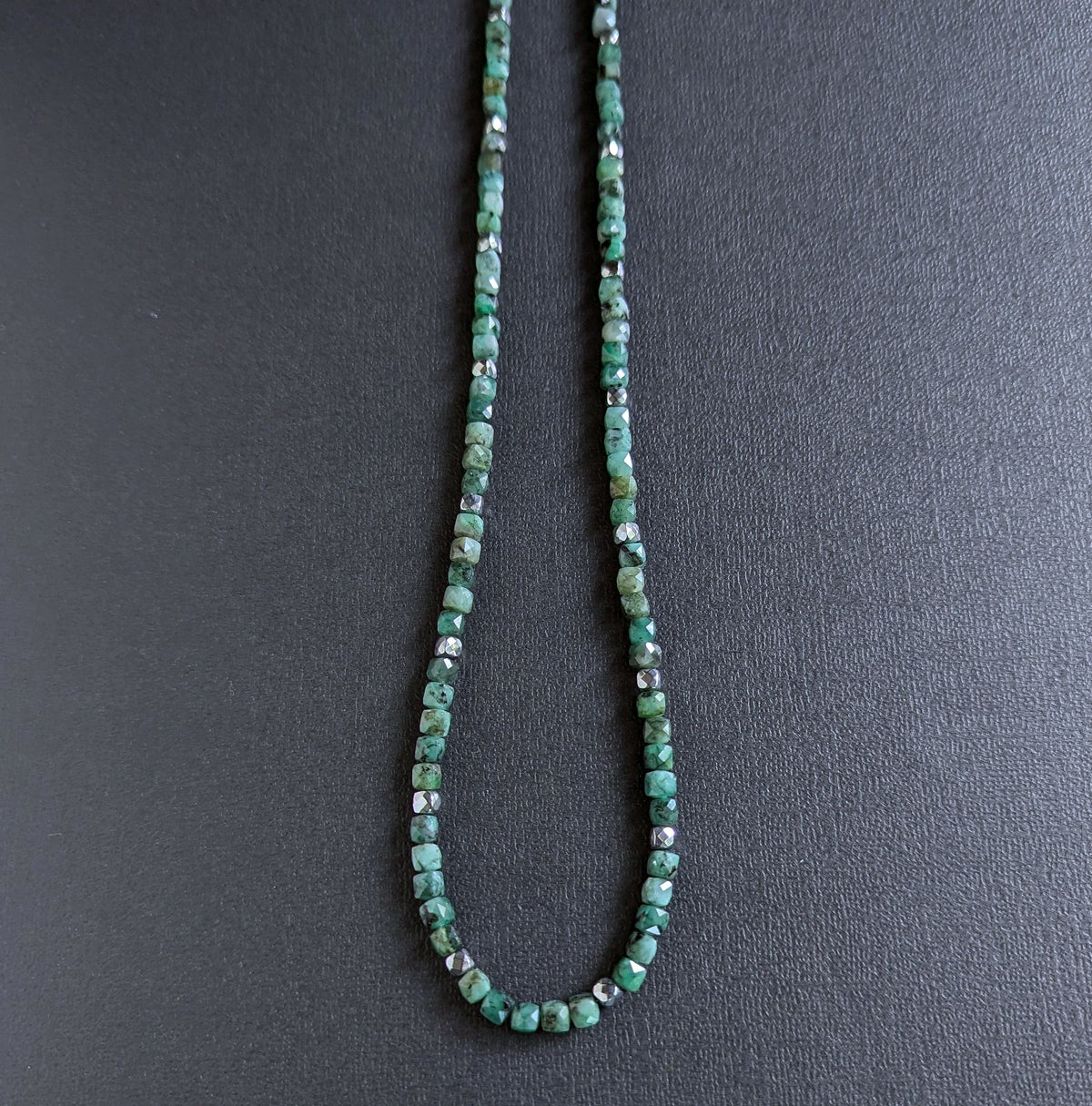 men's natural emerald bead necklace