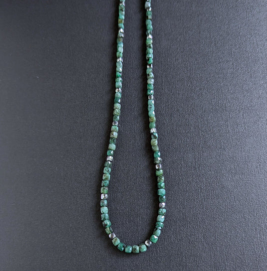 men's natural emerald bead necklace