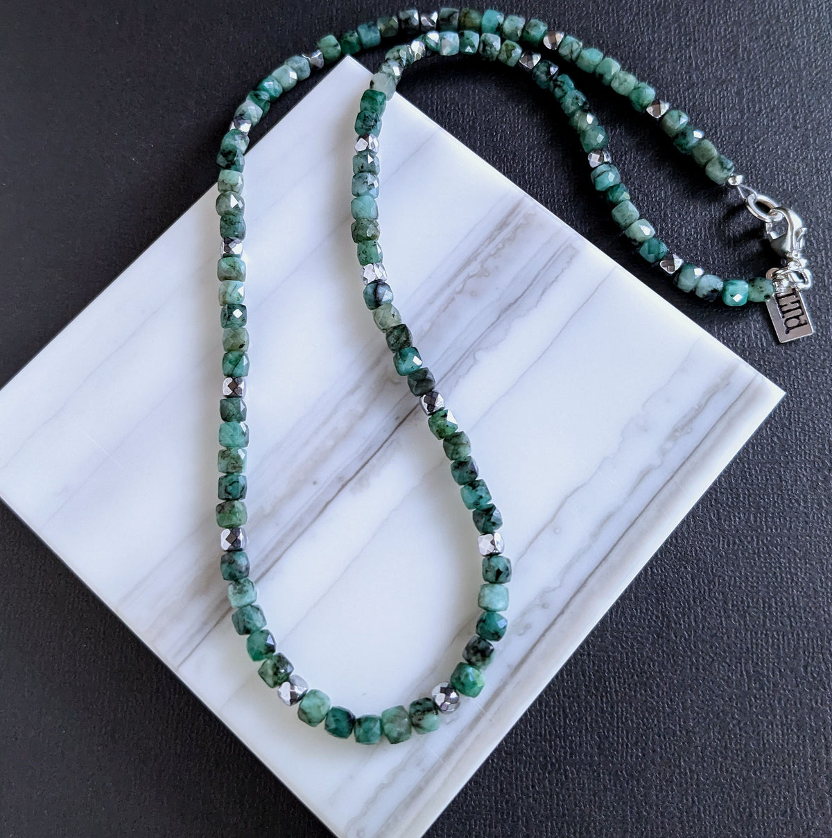 men's natural emerald bead necklace, 4mm